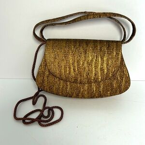 La Regale Vintage Bronze Metallic Sparkle Evening Lux Mini Purse/Crossbody Bag
